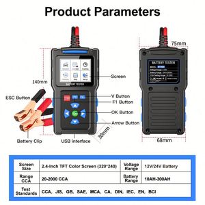 BT300 Engine Analyzer <b>Battery</b> <b>Tester</b> Quick Standard Starting Charging Test for 12V/24V Automotive Lead-Acid <b>Batteries</b> - Product Image 6