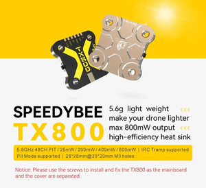 SpeedyBee TX800 VTX 5.8G 48 каналов, режим PitMode, выходная мощность 25мВт/200мВт/400мВт/800мВт, дальнобойный передатчик с поддержкой Tramp для FPV-дронов и гоночных квадрокоптеров - Product Image 4