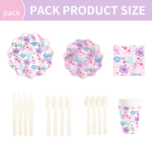 DAMAI New Customized Flower Theme <b>Disposable</b> Paper Plate Napkin Paper <b>Tablecloth</b> with Floral Tableware Set for Wedding - Product Image 6