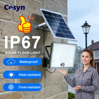 Projecteur LED Solaire Extérieur 1000W 600W 500W 12ème Génération avec Affichage pour Jardin, Cour et Route
