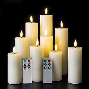 Lot de 3 grandes bougies pilier en cire de paraffine blanches, différentes tailles, pour vase floral – Vente en gros - Product Image 1