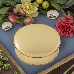 Gold <strong>Round</strong> <strong>Cake</strong> <strong>Tins</strong> 5inches Food Grade Tinplate Box for Cookies Candy Chocolate Bread Sugar Gift Packaging 135*50mm Empty Box - Product Image 2