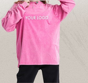 Tùy Chỉnh Thời Trang Phố Tee Cotton Axit Rửa T Áo Sơ Mi Quá Khổ Màn Hình In Dài Tay Áo Hai Lớp Dài Tay Áo T-Shirt Cho Nam Giới - Product Image 3