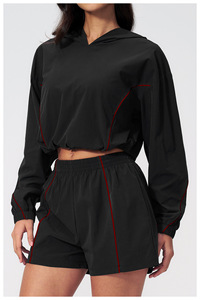 Nuevo <span class=keywords><strong>Blazer</strong></span> Corto de <span class=keywords><strong>Mujer</strong></span> con Capucha y Protección UV de Cuatro Lados, de Lana/Seda de Secado Rápido para Exteriores FWT3598 - Product Image 2