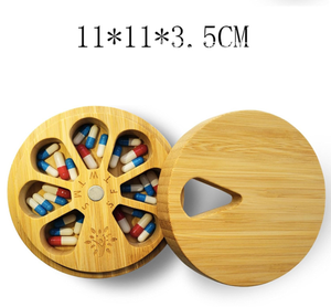 Ежедневный Переносной Контейнер для таблеток, средний контейнер, органайзер для таблеток из бамбукового дерева для лекарств, витамин еженедельно - Product Image 2