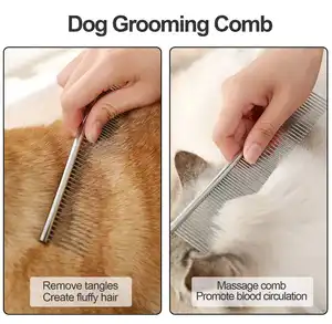 Vente en gros de 7 peignes à <span class=keywords><strong>poux</strong></span> pour animaux de compagnie peigne de toilettage pour chien peignes à tiques en acier inoxydable brosse à <span class=keywords><strong>poux</strong></span> pour chien <span class=keywords><strong>chat</strong></span> - Product Image 5