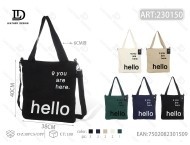 Borsa a Tracolla in Tela con Motivo Hello per Uso Quotidiano in Tutte le Stagioni - Product Image 1