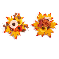 Arrangements floraux exclusifs en plastique pour l'automne, style minimaliste, avec fausses citrouilles, tournesols et feuilles d'érable, pour Thanksgiving