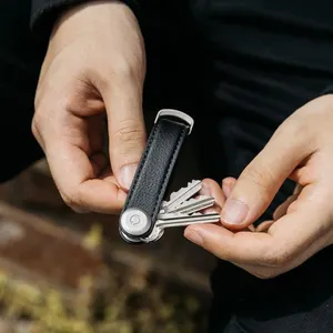 Chaveiro de metal com porta-chaves, porta-chaves de couro personalizado, montagem em parede, porta-chaves com caixa de presente