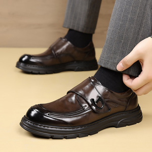 Chaussures habillées de mariage pour hommes en cuir véritable, style Oxford, bout rond, semelle extérieure en caoutchouc amortie - Product Image 3