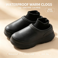 Sabots de jardin pour hommes, imperméables, d'hiver, noirs, avec col en tricot, à enfiler, logo personnalisé, OEM ODM, vente en gros, faible MOQ, Zuecos