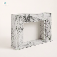 Комплект для каминной зоны Luca Natural Calacatta из белого мрамора |   Полированные колонны-подставки для каминов с узором букимач, во французском стиле, для вилл, на заказ