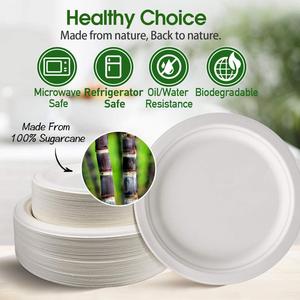 Vaisselle jetable <span class=keywords><strong>en</strong></span> <span class=keywords><strong>sucre</strong></span>, plateau <span class=keywords><strong>en</strong></span> papier, biodégradable, soluble, rouge, personnalisé, 9 pouces - Product Image 2