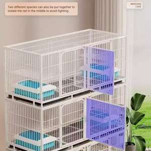 Cage <span class=keywords><strong>d</strong></span>'embarquement galvanisée moderne à trois couches pour l'élevage de chats Capacité commerciale pour 3 chats Litière pour chats sur roues - Product Image 6