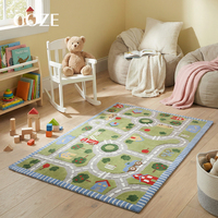 Tapis de jeu épaissi pour enfants, motif piste de circulation de dessin animé, pour chambre d'enfant, salon, coin lecture, chambre à coucher, coussin de chevet
