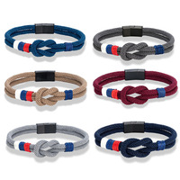 Dernier populaire fait à la main décontracté concentrique noeud tressé Milan corde cordon chaîne fermoir drapeau Bracelet cadeau amitié Couple bijoux