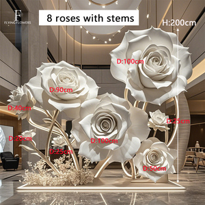Bộ hoa giấy nhân tạo khổng lồ 100cm, hoa hồng trắng, làm thủ công, chống thấm nước, hiện đại, dùng cho sảnh khách sạn, tiệc cưới, trang trí nội thất - Product Image 2