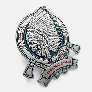 Supplies Custom Made 3D Indian Chief Of A Tribe Zinc Alloy Metal Enamel Gold Silver Metal Custom Challenge Coin For Souvenir