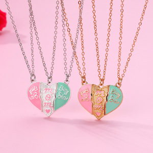 Día DE LA MADRE padre-hijo corazón colgante collar de dibujos animados 3 unids/set amor empalme magnético corazón collar joyería - Product Image 1