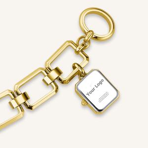 Montre pour femme en acier inoxydable plaqué or 18 carats, chaîne à maillons CZ, montre à quartz, bracelet, pendentif, bijoux, cadeau - Product Image 6