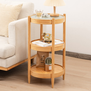Zhui Zhu <b>Round</b> Glass Top <b>Side</b> <b>Table</b> With Storage Shelf For Living Room Or Balcony Coffee <b>Table</b> - Product Image 2