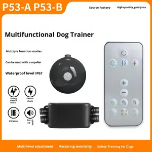 Collier <span class=keywords><strong>anti</strong></span>-<span class=keywords><strong>aboiement</strong></span> électrique vibrant personnalisé en plastique avec télécommande, étanche IP67, fonctions multiples pour l'entraînement - Product Image 5