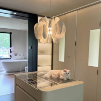 Lustre LED en fer et céramique, design simple américain, style ligne de pêche, modèle pétale, pour salle à manger, salon et chambre