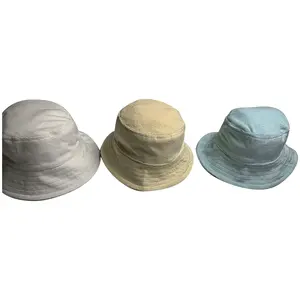 Custom Baby Kids Summer Terry Toweling Hats Boys Girls Solid Color Simple Beach Bucket Hats Causal Hat