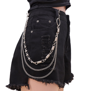 โซ่คาดเอวแบบยูนิเซ็กซ์ โลหะผสมสังกะสี หลายชั้น ประดับหนาม สไตล์ฮิปฮอป เครื่องประดับลำลอง - Product Image 2