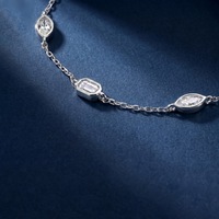 Bracelet Statement pour Femme en Argent S925 avec Diamants Cultivés HPHT CVD Émeraude Marquise Alternée et Sertissage Bezel