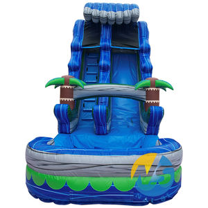 Glissière d'eau gonflable de vague bleue de haute qualité de l'usine 18ft de la Chine avec des piscines pour des enfants - Product Image 2