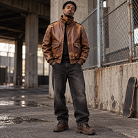 Veste en PU vintage personnalisée pour hommes, style bomber délavé, multi-poches, streetwear, vente en gros B2B, OEM