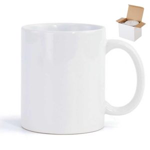 Mug à café en porcelaine blanche 11 oz, écologique, compatible lave-vaisselle, en céramique vierge avec grande poignée, pour sublimation, thé, latte, cappuccino - Product Image 1