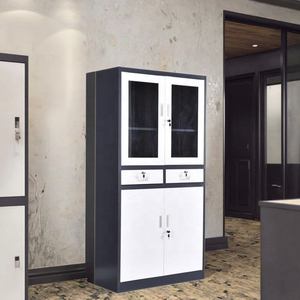 Librería con Puertas de Vidrio de Borde Estrecho Más Vendida para Uso Comercial, Gabinete Metálico con Estantes de Altura Ajustable - Product Image 5