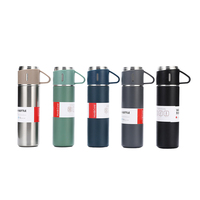 Botol Termos Stainless Steel 500ml, Kotak Hadiah Bisnis, Cangkir Bisnis Portabel, Termos Satu Cangkir dengan 3 Tutup, Laris Manis