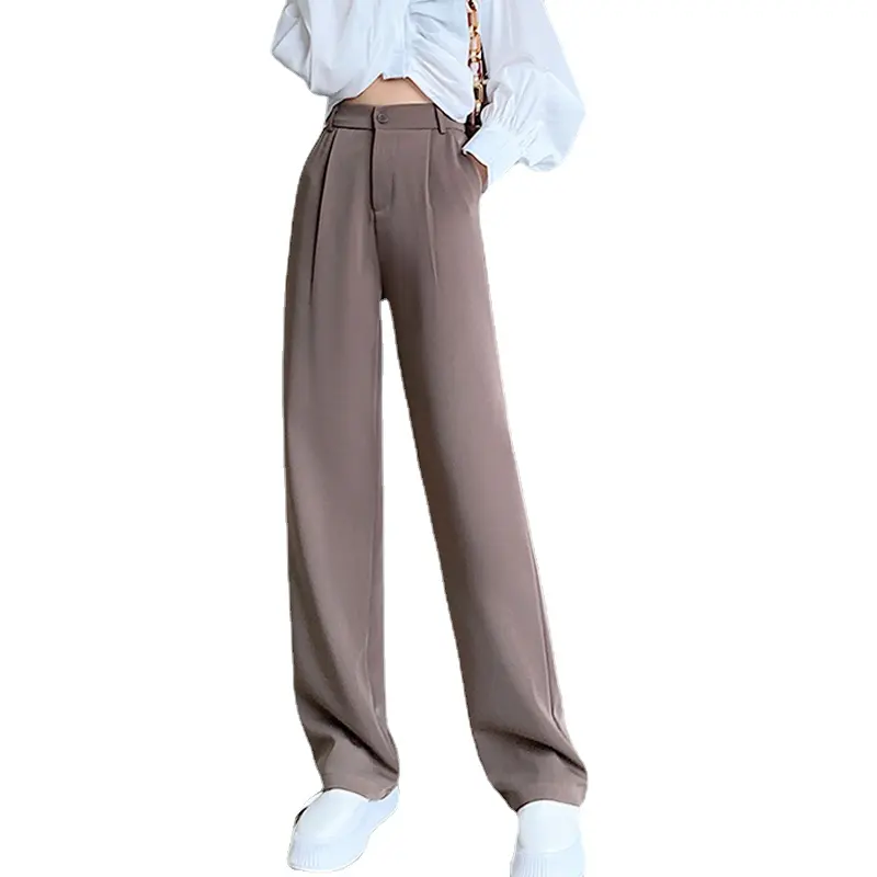 Elegant Clothes High Waist Drooping Suit Pants For Women Cool Boyfriend Pants Casual Fashion Pants Straight Wide Leg Trousers 