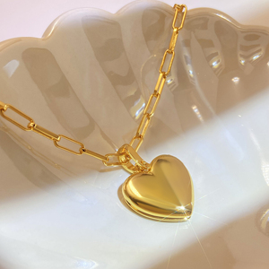 Collier Cœur Poli Romantique de Marques Célèbres pour Créateurs de Mode, Pendentif Cœur d'Amour Tendance - Product Image 5