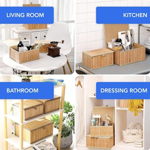 Bán buôn tre trang trí hộp lưu trữ có nắp đậy, gỗ hình chữ nhật nắp hộp cho tổ chức Stackable giỏ - Product Image 6