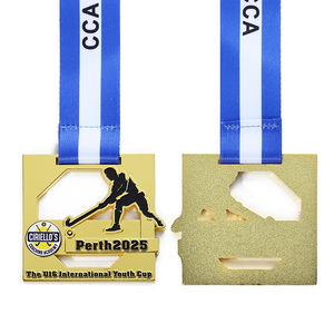 Medallas de Metal Personalizadas, Chapadas en Oro, Cuadradas, Huecas, con Corte 3D, Medalla de Aleación de Zinc con Logotipo Metálico Esmaltado, Medallas Deportivas de Hockey con Cinta - Product Image 4
