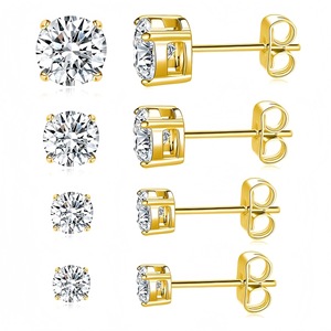 Boucles d'oreilles clous tendance 0.8*11*3MM 0.8*11*4MM 0.8*11*5MM 0.8*11*6MM en acier inoxydable serties griffes, bijoux de fête - Product Image 1