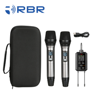 Microphone Émetteur sans Fil UHF Portable RBR D-15E à Synchronisation Infrarouge avec Écran Couleur Affichant l'Écho, le Canal et le Volume pour le Karaoké