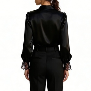 Blusa de Manga Larga con Encaje para Mujer - Camisa Casual con Cuello en V y Botones al Frente - Product Image 5