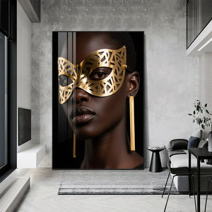 Peinture en porcelaine cristalline personnalisée, moderne, portrait de femme africaine, mode, fille noire imprimée, pour la décoration murale du salon, de l'hôtel - Product Image 2