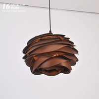 Lampe suspendue rétro en feuille de bois fine, décoration de salle à manger, lampe florale, style japonais Wabisabi, comptoir de bar, hôtel, lustre naturel LED