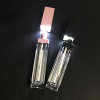 Nouveauté Tendance : Récipient de Brillant à Lèvres Argenté, Tube à Lèvres Noir avec Lumière et Miroir