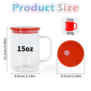 Nouvelle tasse en verre avec couvercle, 17 oz, pour sublimation, bonbons, bière, tasses à café avec poignée et couvercles colorés - Product Image 3