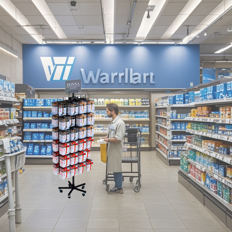 Hot-Selling Double-Sided Steel Wire Display Racks Floor-Standing Freestanding Display Unit Supermarket Use Customizable Sticker — view 2