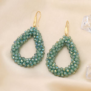 थोक स्पॉट बहु-रंग ढलते कांच के बीज बड़े लंबे पानी के झुमके होते हैं महिलाओं के लिए हस्तनिर्मित बालियां - Product Image 3