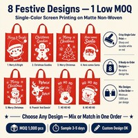 Sacs fourre-tout de Noël en PP non tissé, taille moyenne, ouverts en haut, écologiques, réutilisables, avec logo personnalisé, vente en gros, pour les achats de fin d'année
