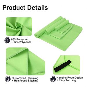 Ensemble de serviettes de sport et de voyage en microfibre absorbante à séchage rapide personnalisées - Product Image 3